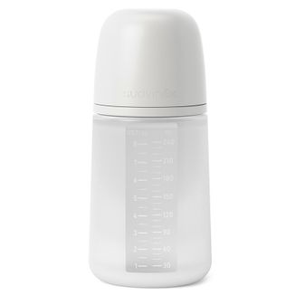 Suavinex Colour Essence, butelka z silikonowym smoczkiem o średnim przepływie, transparentna, od 3 miesiąca, 240 ml - zdjęcie produktu