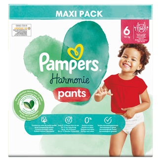 Pampers Harmonie Baby Pants, pieluchomajtki rozmiar 6, 15+ kg, 56 sztuk USZKODZONE OPAKOWANIE - zdjęcie produktu