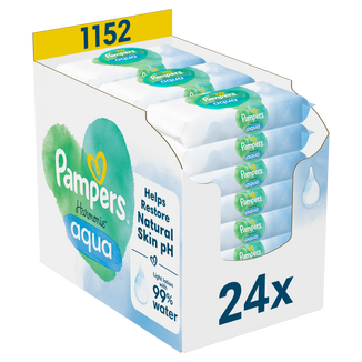Pampers Harmonie Aqua, chusteczki nawilżane, 24 x 48 sztuk - zdjęcie produktu