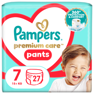 Pampers Premium Care Pants 7 (15+ kg), pieluchomajtki, 27 sztuk - zdjęcie produktu