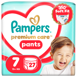 Pampers Premium Care Pants 7 (15+ kg), pieluchomajtki, 27 sztuk - zdjęcie produktu