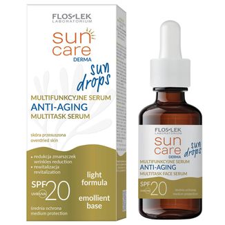 Flos-Lek Sun Care Derma Sun Drops, multifunkcyjne serum anti-aging, SPF 20, 30 ml - zdjęcie produktu