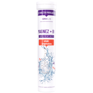 SEMA Lab Magnez + B6, smak grejpfrutowy, 20 tabletek musujących - zdjęcie produktu