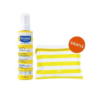 Mustela Sun Bebe Enfant-Famille, spray przeciwsłoneczny, SPF 50, 200 ml + kosmetyczka wodoodporna gratis - zdjęcie produktu