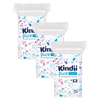 Zestaw Kindii Pure, bawełniane płatki dla niemowląt, 3 x 60 sztuk - zdjęcie produktu