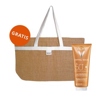 Vichy Capital Soleil, mleczko ochronne do twarzy i ciała, SPF 50+, 300 ml + torba plażowa gratis - zdjęcie produktu