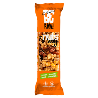 BeRAW! Nuts & Honey, baton orzechowo-miodowy, pekan, migdały, jabłko, cynamon, 30 g KRÓTKA DATA - zdjęcie produktu