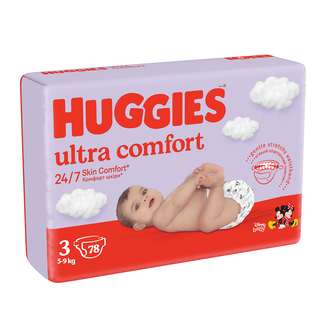 Huggies Ultra Comfort, pieluchy, Disney, rozmiar 3, 5-9 kg, Mega, 78 sztuk - zdjęcie produktu