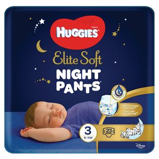 Huggies Elite Soft Nights Pants, pieluchomajtki na noc, Disney, rozmiar 3, 6-11 kg, 23 sztuki - zdjęcie produktu