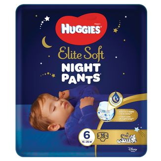 Huggies Elite Soft Nights Pants, pieluchomajtki na noc, Disney, rozmiar 6, 15-25 kg, 16 sztuk - zdjęcie produktu
