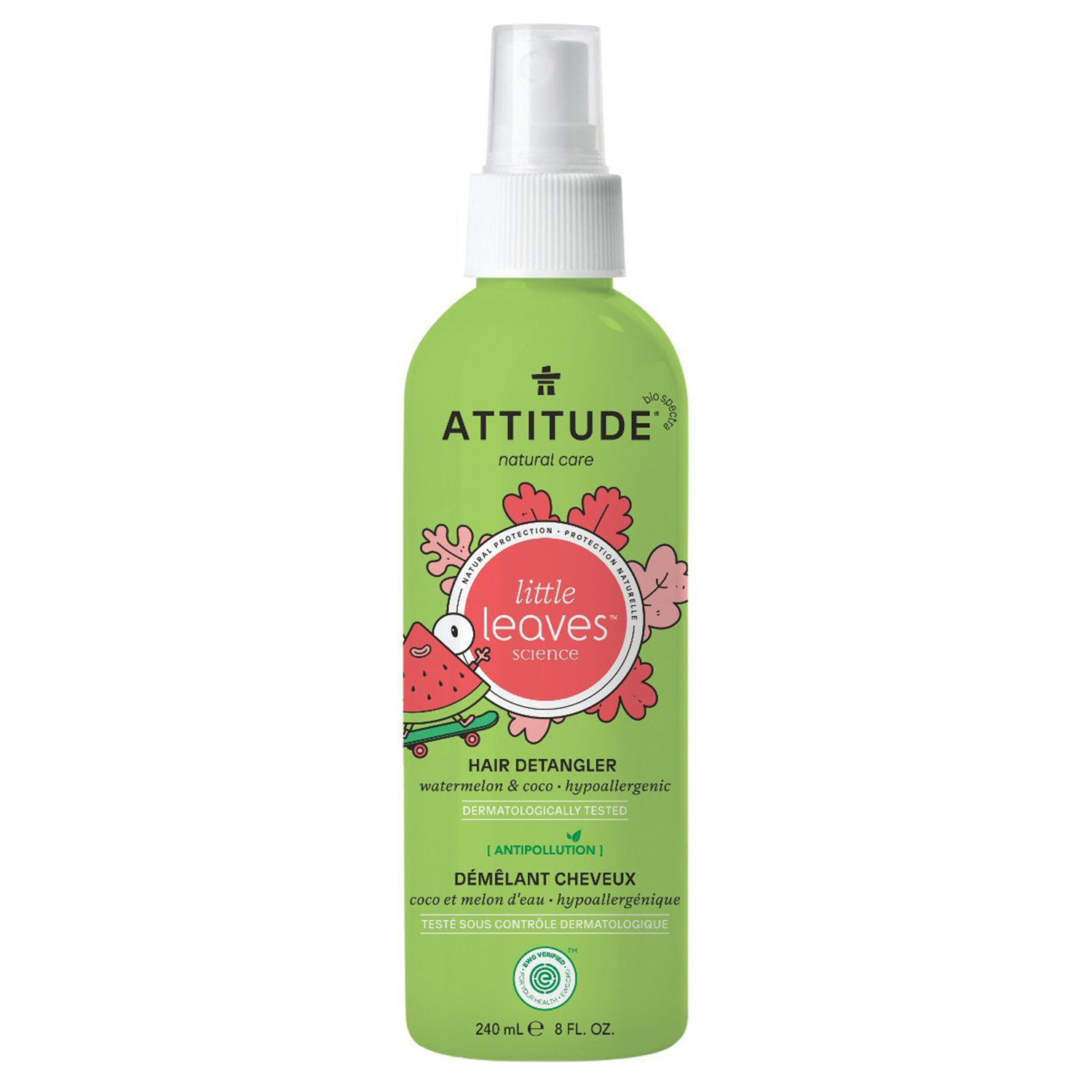Nieznana Attitude Natural Care, Spray do rozczesywania włosów, arbuz i kokos, 240 ml