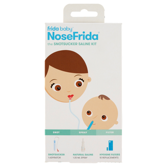Frida Baby NoseFrida Saline Kit, zestaw 3w1 aspirator, 1 sztuka + filtry, 10 sztuk + spray solankowy, 20 ml - zdjęcie produktu