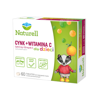Naturell Cynk + Witamina C dla dzieci, smak pomarańczowy, 60 tabletek do rozgryzania i żucia USZKODZONE OPAKOWANIE - zdjęcie produktu