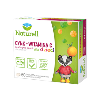 Naturell Cynk + Witamina C dla dzieci, smak pomarańczowy, 60 tabletek do rozgryzania i żucia - zdjęcie produktu