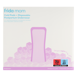Frida Mom, zestaw poporodowy, Ice Maxi, chłodzące wkładki poporodowe, 8 sztuk + jednorazowe majtki, bokserki, 2 sztuki - zdjęcie produktu