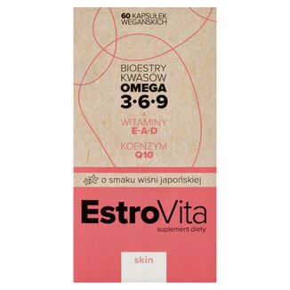EstroVita Skin, estry kwasów Omega 3-6-9, smak wiśni japońskiej, 60 kapsułek wegańskich - zdjęcie produktu
