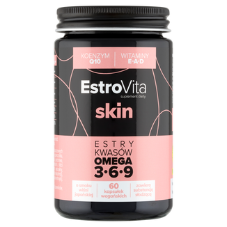 EstroVita Skin, estry kwasów Omega 3-6-9, smak wiśni japońskiej, 60 kapsułek wegańskich - zdjęcie produktu