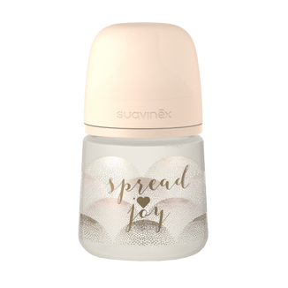 Suavinex Spread Joy, butelka z fizjologicznym smoczkiem SX Pro, wolny przepływ, beżowe serce, od urodzenia, 150 ml - zdjęcie produktu