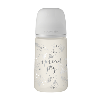 Suavinex Spread Joy, butelka z fizjologicznym smoczkiem SX Pro, średni przepływ, szara korona, od 3 miesiąca, 270 ml - zdjęcie produktu