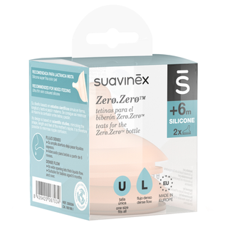 Suavinex Zero Zero, smoczek silikonowy, szybki przepływ, od 6 miesiąca, 2 sztuki - zdjęcie produktu