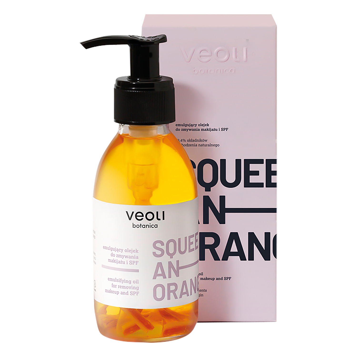 Nieznana Veoli Botanica Squeeze An Orange, emulgujący olejek do zmywania makijażu i SPF, zapach pomarańczy, 132,7 g