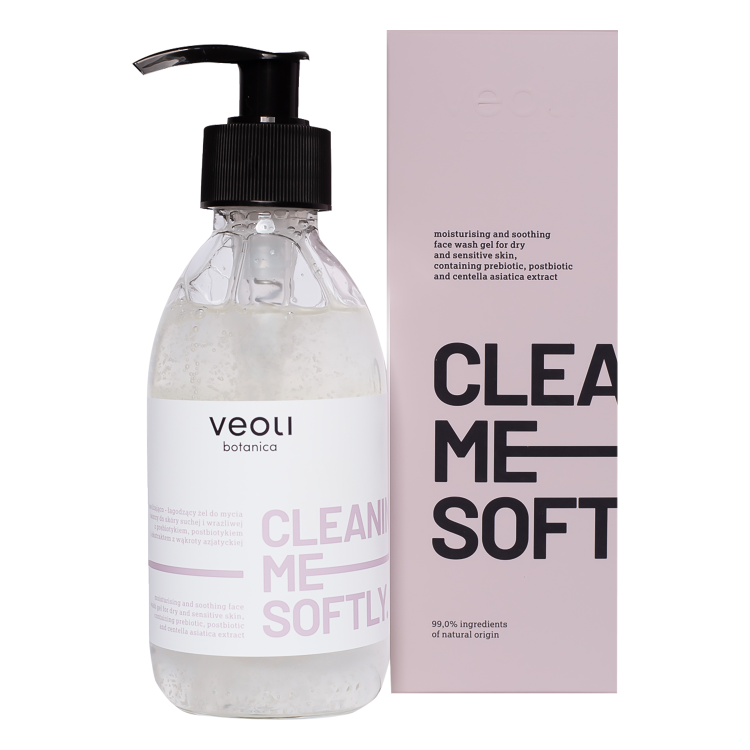 Nieznana Veoli Botanica Cleaning Me Softy, nawilżająco-łagodzący żel do mycia twarzy do skóry suchej i wrażliwej, 190 ml