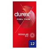 Durex Feel Thin Classic, prezerwatywy z większą ilością lubrykantu, cienkie, 12 sztuk - miniaturka zdjęcia produktu