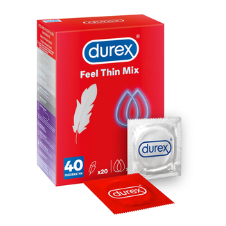 Durex Feel Thin Mix, zestaw prezerwatyw, 40 sztuk - zdjęcie produktu