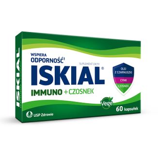 Iskial Immuno + Czosnek, dla dzieci powyżej 6 lat i dorosłych, 60 kapsułek - zdjęcie produktu