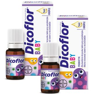 Zestaw Dicoflor Baby, dla niemowląt i dzieci, krople, 2 x 5 ml - zdjęcie produktu