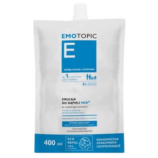 Emotopic emulsja do kąpieli med+, od 1 dnia życia, skóra sucha i atopowa, refill, 400 ml  - zdjęcie produktu