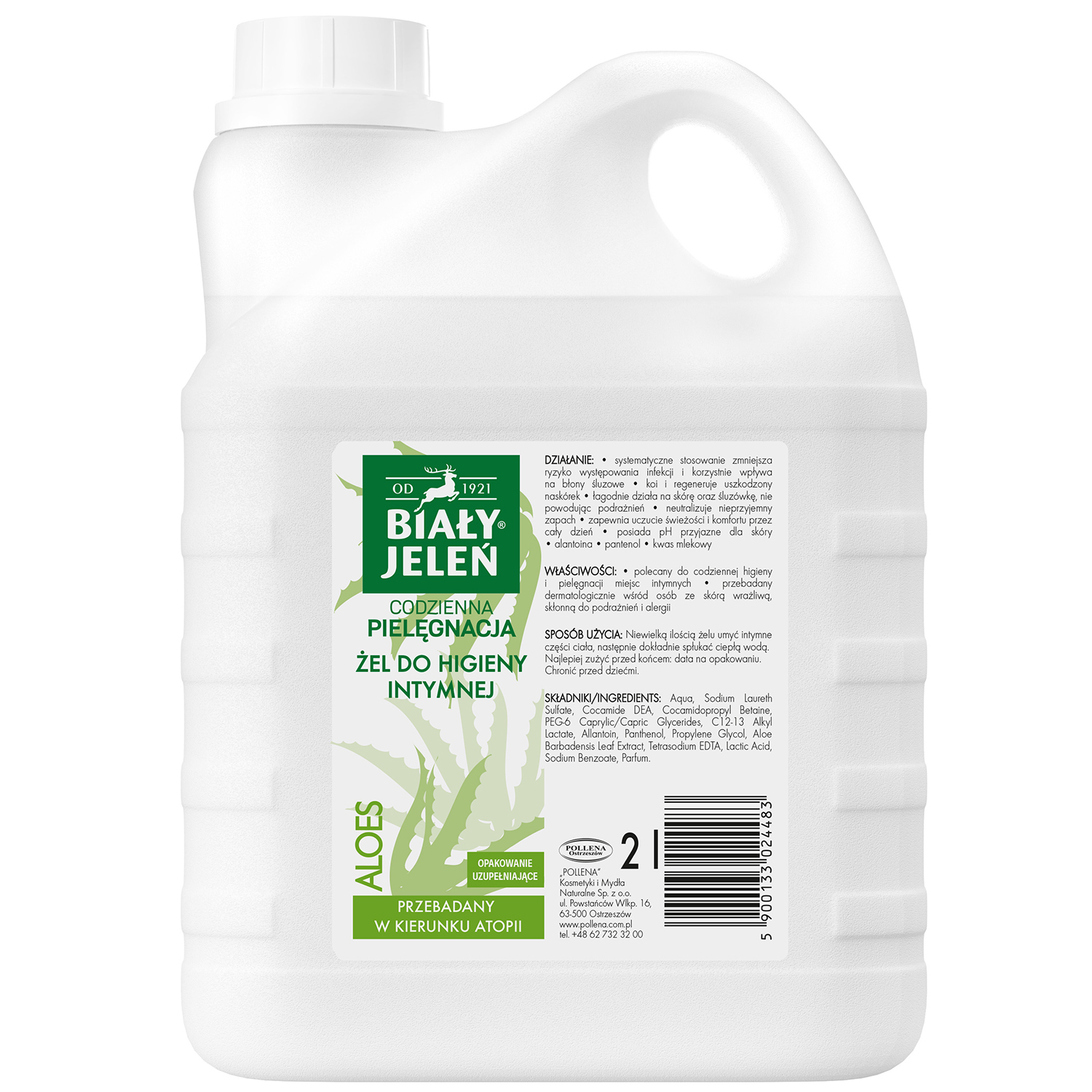 Biały Jeleń Biały Jeleń Codzienna Pielęgnacja, żel do higieny intymnej, Aloes, zapas, 2 l