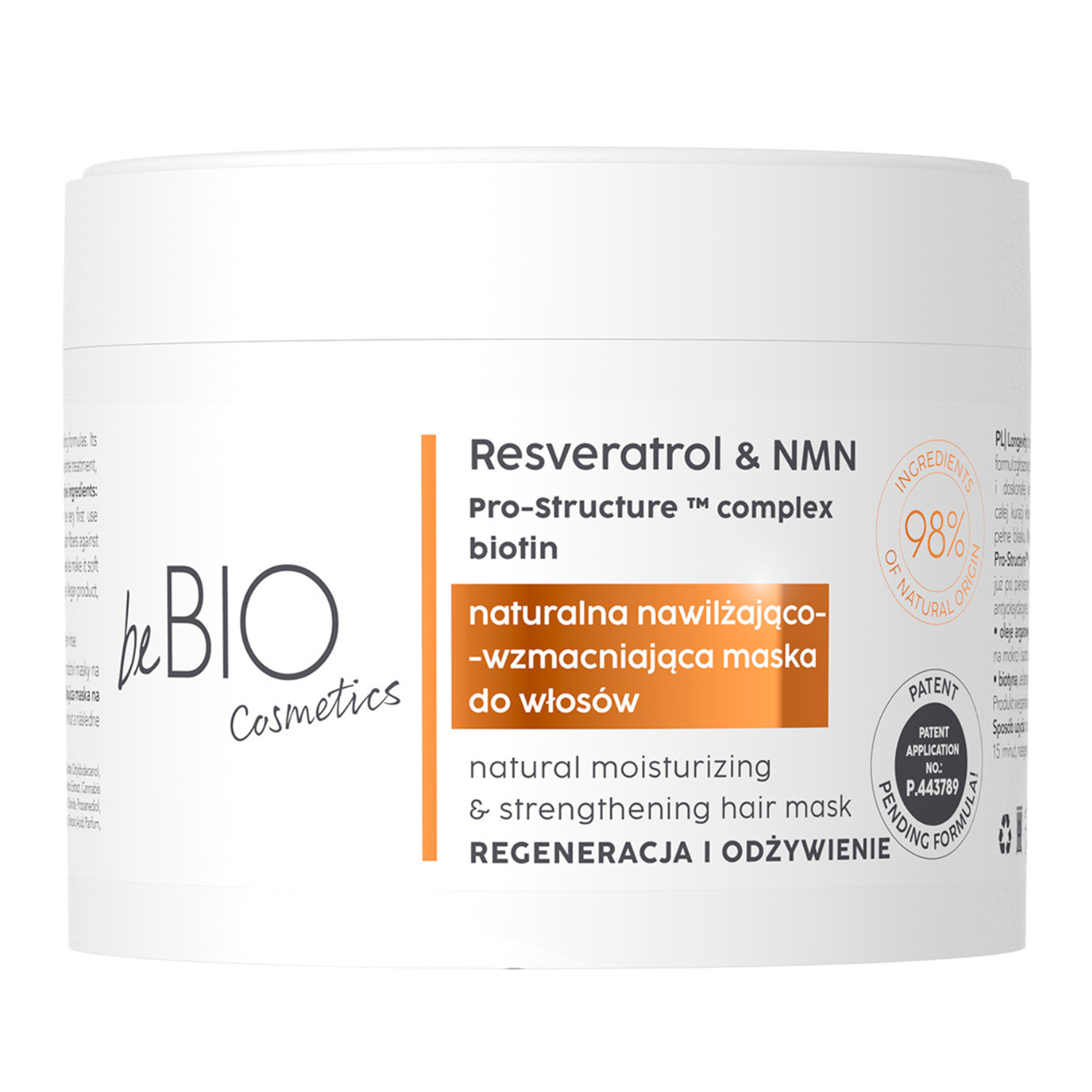 beBIO Ewa Chodakowska beBIO Cosmetics Longevity, naturalna nawilżająco-wzmacniająca maska do włosów, 250 ml