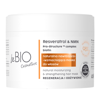 beBIO Cosmetics Longevity, naturalna nawilżająco-wzmacniająca maska do włosów, 250 ml - zdjęcie produktu