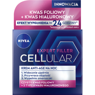 Nivea Hyaluron Cellular Filler, krem anti-age na noc, 50 ml - zdjęcie produktu