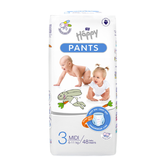 Bella Baby Happy Pants, pieluchomajtki, rozmiar 3 Midi, 6-11 kg, 48 sztuk - zdjęcie produktu