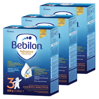 Zestaw Bebilon Advance Pronutra 3 Junior, odżywcza formuła na bazie mleka, po 1 roku, 3 x 1000 g - zdjęcie produktu