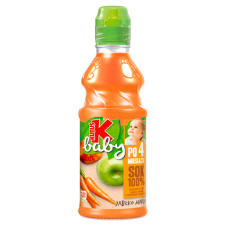 Kubuś Baby Sok 100%, po 4 miesiącu, jabłko,  marchew, 300 ml KRÓTKA DATA - zdjęcie produktu