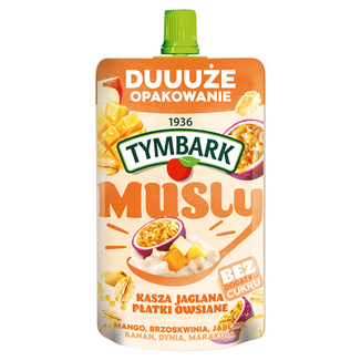 Tymbark Musly w tubce, kasza jaglana, płatki owsiane, mango, brzoskwinia, jabłko, banan, dynia, marakuja, bez dodatku cukru, 170 g KRÓTKA DATA - zdjęcie produktu