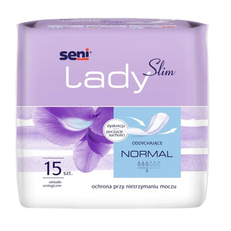 Seni Lady Slim, wkładki urologiczne dla kobiet, Normal, 10,5 x 28 cm, 15 sztuk - zdjęcie produktu