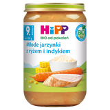 HiPP BIO od pokoleń, młode jarzynki z ryżem i indykiem, po 9 miesiącu, 220 g - miniaturka zdjęcia produktu