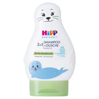 HiPP Babysanft, żel do mycia ciała i włosów z odżywką 2w1, Foczka, od 1 dnia życia, 200 ml - zdjęcie produktu