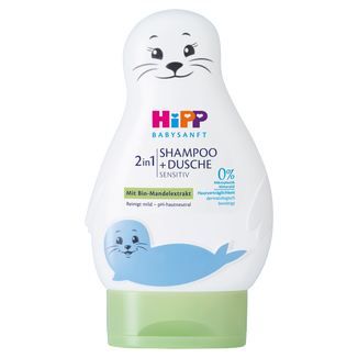 HiPP Babysanft, żel do mycia ciała i włosów z odżywką 3w1, Foczka, od 1 dnia życia, 200 ml - zdjęcie produktu