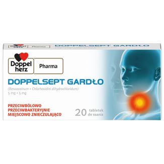 DoppelSept Gardło 5 mg + 5 mg, 20 tabletek do ssania USZKODZONE OPAKOWANIE - zdjęcie produktu