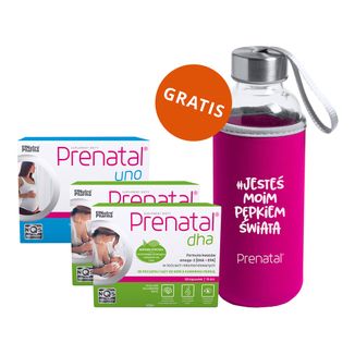 Zestaw Prenatal DHA, 2x30 kapsułek + Prenatal UNO, 30 kapsułek + butelka-bidon gratis - zdjęcie produktu
