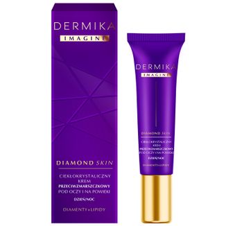 Dermika Imagine Diamond Skin, ciekłokrystaliczny krem przeciwzmarszczkowy pod oczy i na powieki, na dzień i noc, 15 ml - zdjęcie produktu