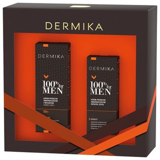 Zestaw Dermika 100% for Men 50+, krem do twarzy, 50 ml + krem pod oczy, 15 ml - zdjęcie produktu