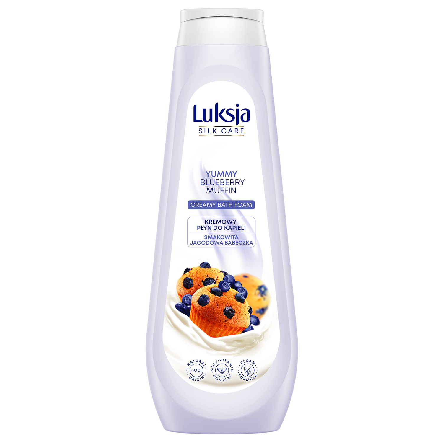 Luksja Luksja Silk Care, kremowy płyn do kąpieli, smakowita jagodowa babeczka, 900 ml