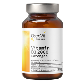 OstroVit Pharma Vitamin D3 2000 Lozenges, smak zielonego jabłka, 360 tabletek do ssania - zdjęcie produktu