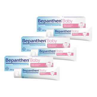 Zestaw Bepanthen Baby, maść przeciw odparzeniom pieluszkowym dla niemowląt, 3 x 100 g - zdjęcie produktu
